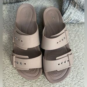 Beige Women's Croc Sandals